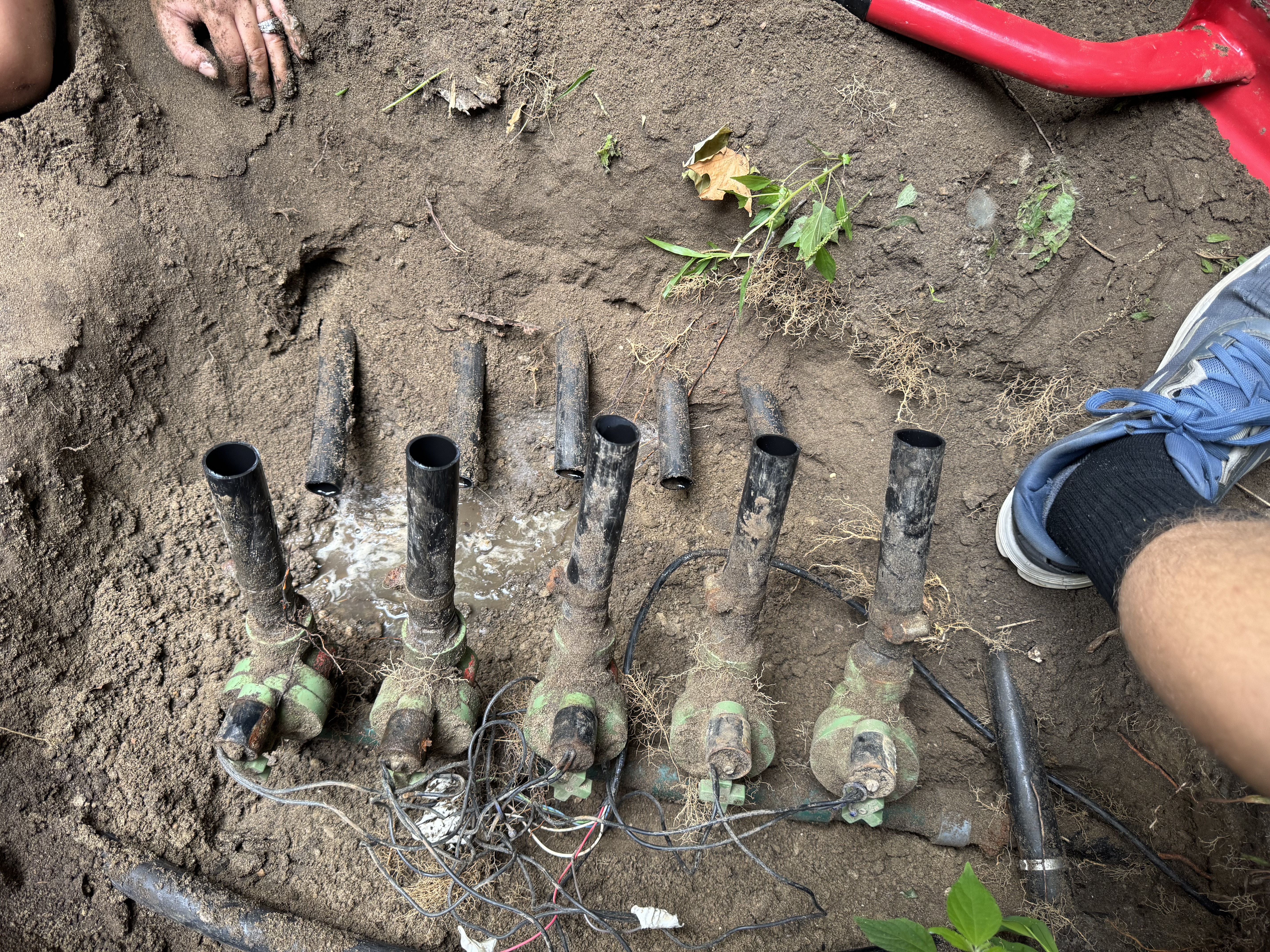 During Repair project image for Shelby Township Sprinkler System Revamp: Complete 9-Valve Manifold Replacement, Wire Tracking & Irrigation Repair